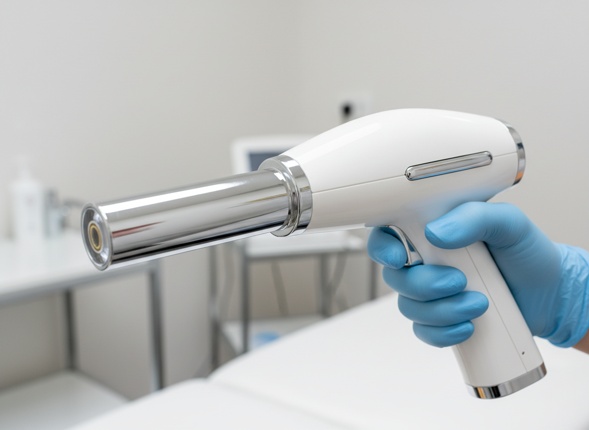 Close-up of Candela GentlePRO Plus handpiece with cooling device